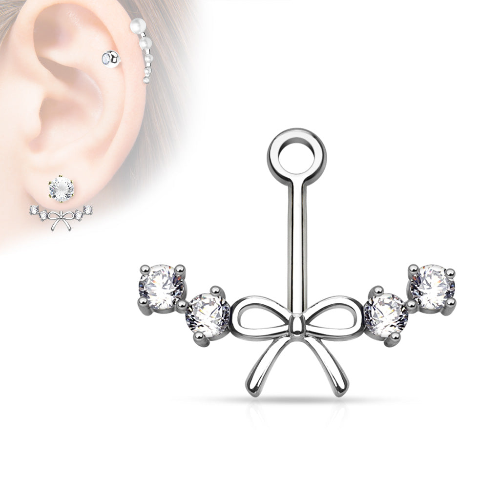 Ohrhänger SCHLEIFE - Messing mit Rhodium-Überzug - Ear Jacket für Ohrstecker