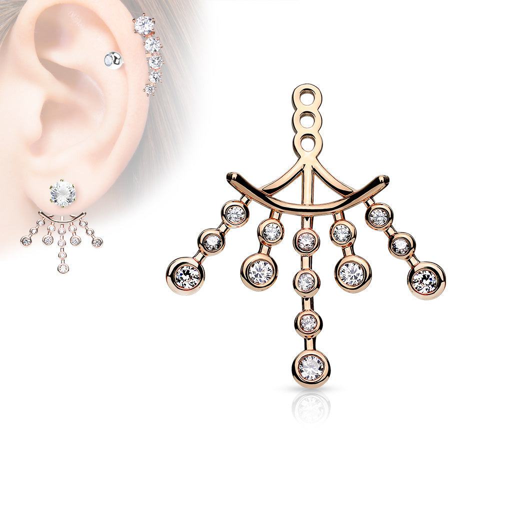 Ohrhänger KRONLEUCHTER - Messing mit Rhodium/14Kt Gold-Überzug - Ear Jacket für Ohrstecker