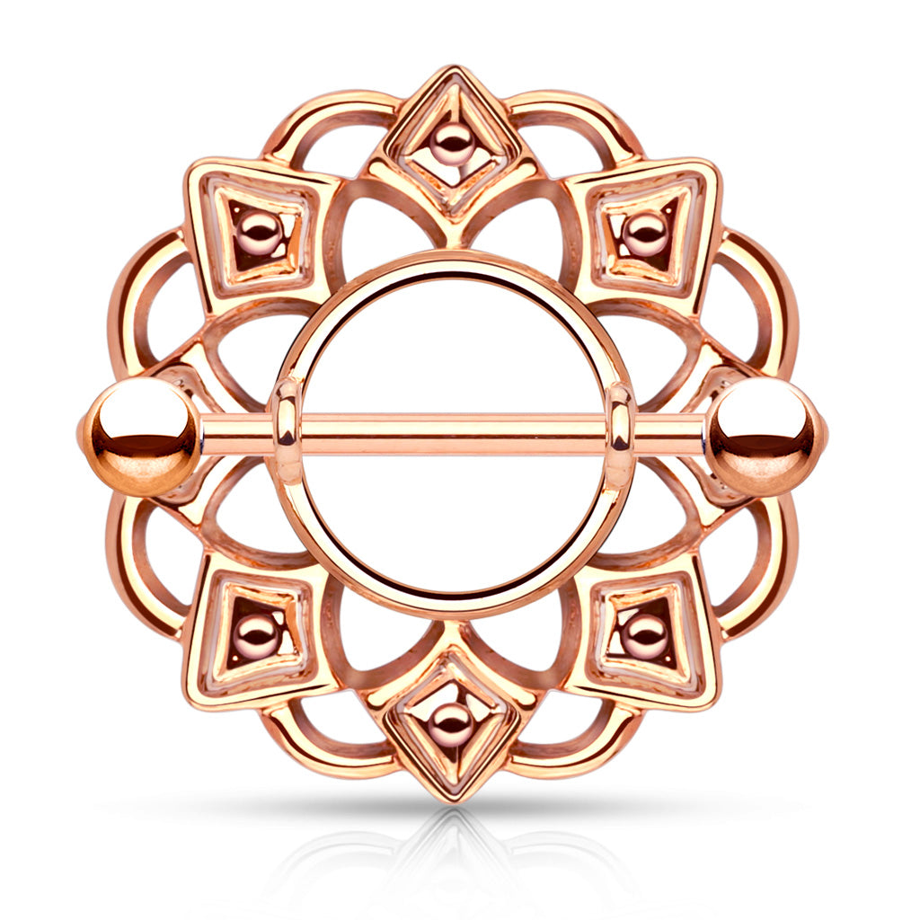 Brustwarzenpiercing TRIBAL (2) ROSE GOLD - 316L Chirurgenstahl - hochglanzpoliert - Nipple Shield