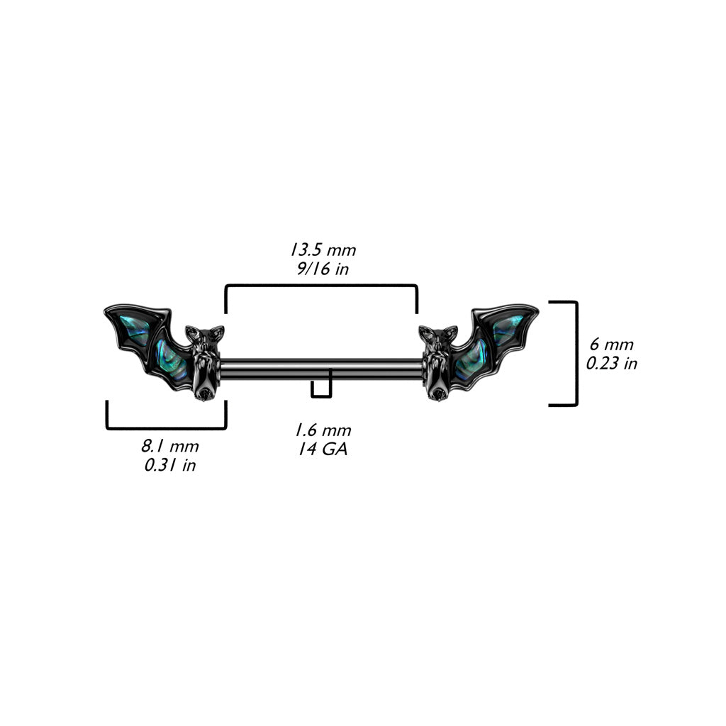 Brustwarzenpiercing BAT WINGS - 316L Chirurgenstahl in schwarz - Nipple Shield