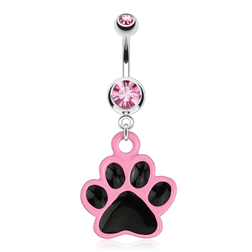 Bauchnabelpiercing PAW in pink/schwarz aus 316L Chirurgenstahl - Navel Piercing