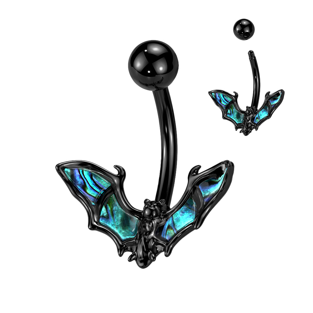Bauchnabelpiercing BAT - FLEDERMAUS aus 316L Chirurgenstahl - Abalone - Navel Piercing