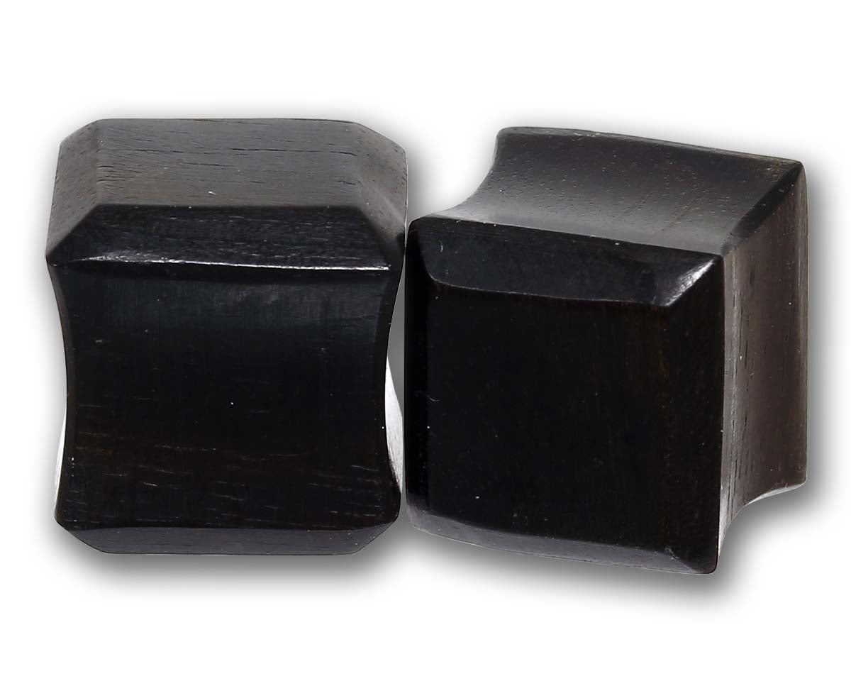 Double Flared Flesh Plug RECTANGLE 6,0 -25 mm - BLACK ARENG WOOD - Ohrschmuck
