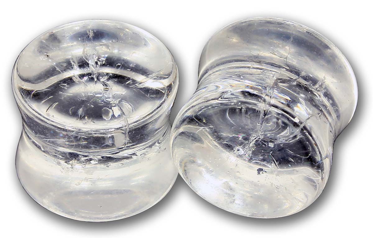 Double Flared Plug SHATTERED LOOK 14 - 22 mm - Quartz durchsichtig - Ohrschmuck