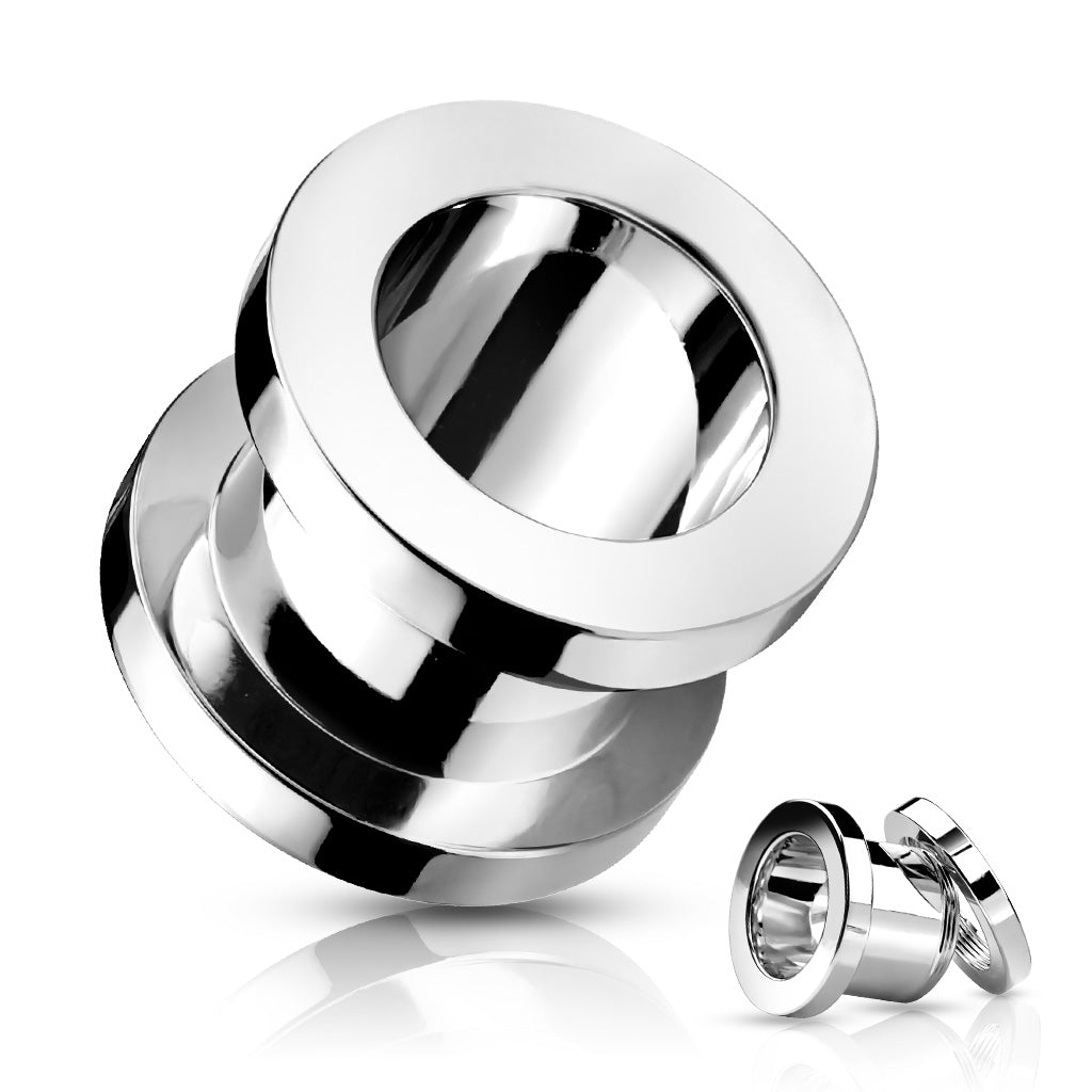 Flesh Tunnel SILVER zum Schrauben 1,6 - 25,0 mm - 316L Chirurgenstahl - Ohrschmuck