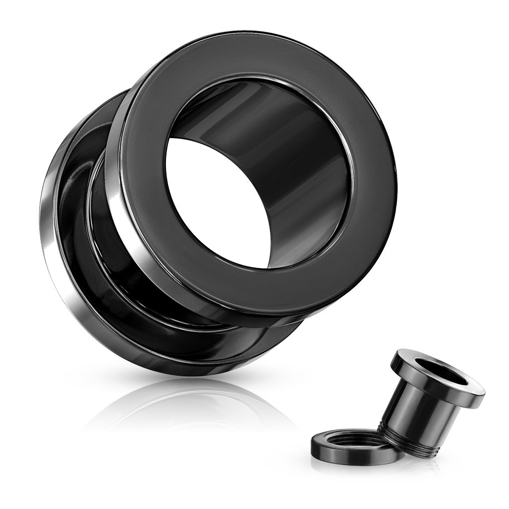 Flesh Tunnel BLACK zum Schrauben 1,2 - 25,0 mm - 316L Chirurgenstahl - Ohrschmuck
