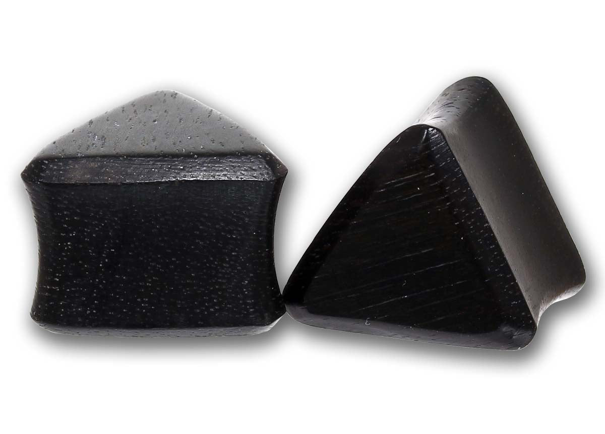 Double Flared Flesh Plug TRIANGLE 6,0 -24 mm - BLACK ARENG WOOD - Ohrschmuck