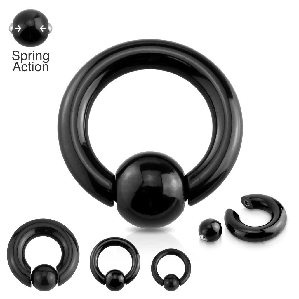 Federkugelring - 6,0 mm aus schwarzem 316L Chirurgenstahl - Spring Closure Ring