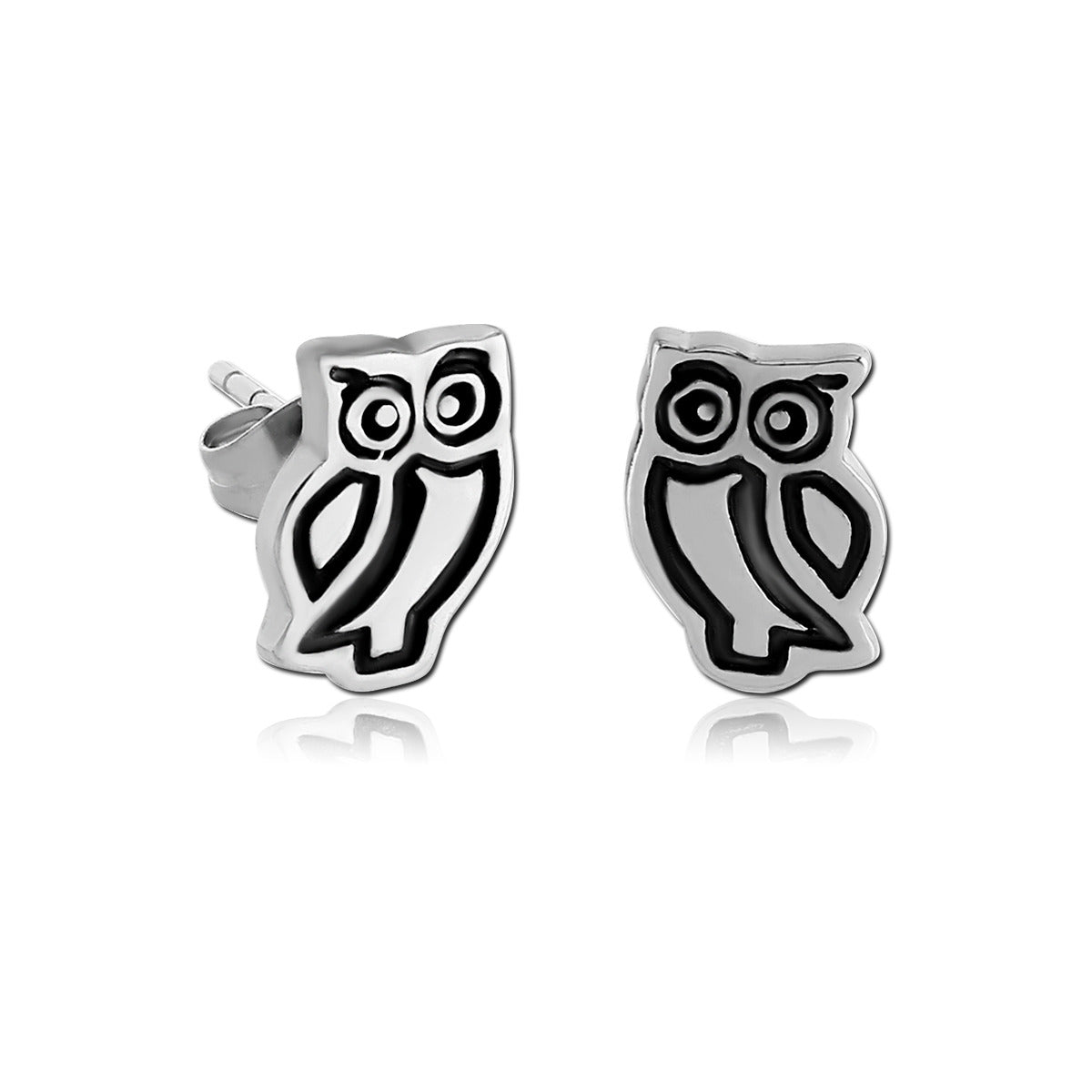 1 Paar Ohrstecker OWL - EULE - 316L Chirurgenstahl in Silber - Ohrschmuck für normale Ohrlöcher