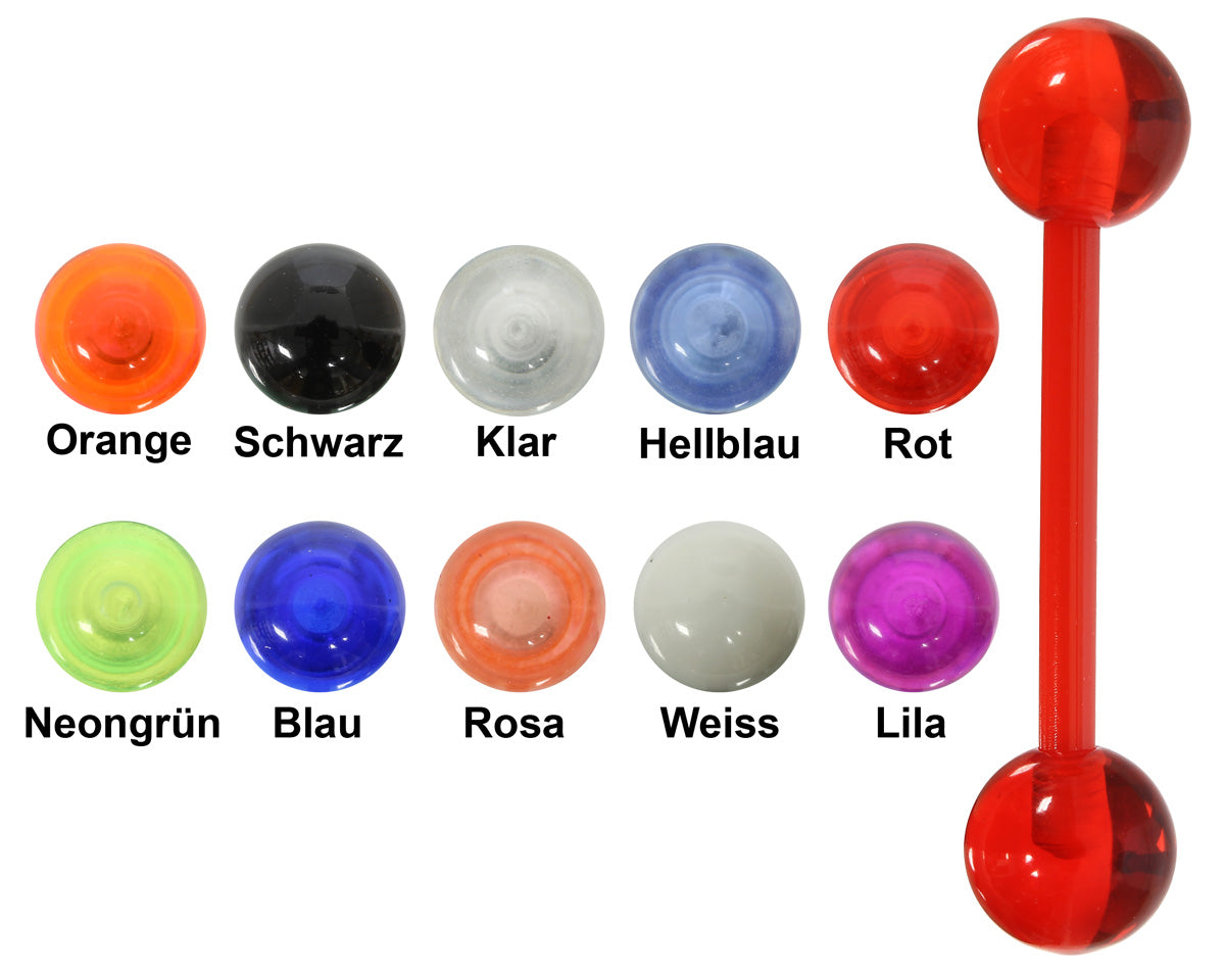Zungenpiercing aus flexiblem Acryl in verschiedenen Farben