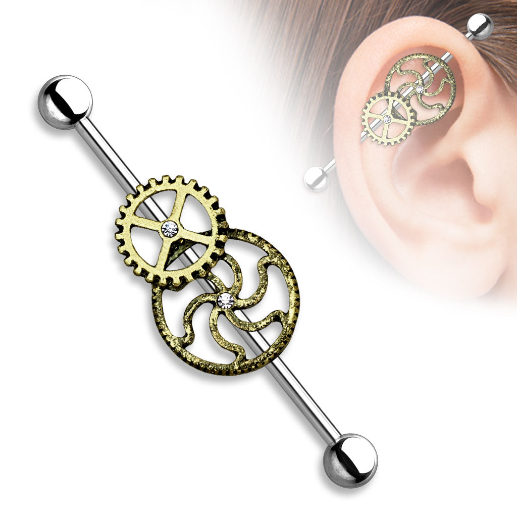 Industrial STEAMPUNK in silber - Ohrschmuck aus 316L Chirurgenstahl