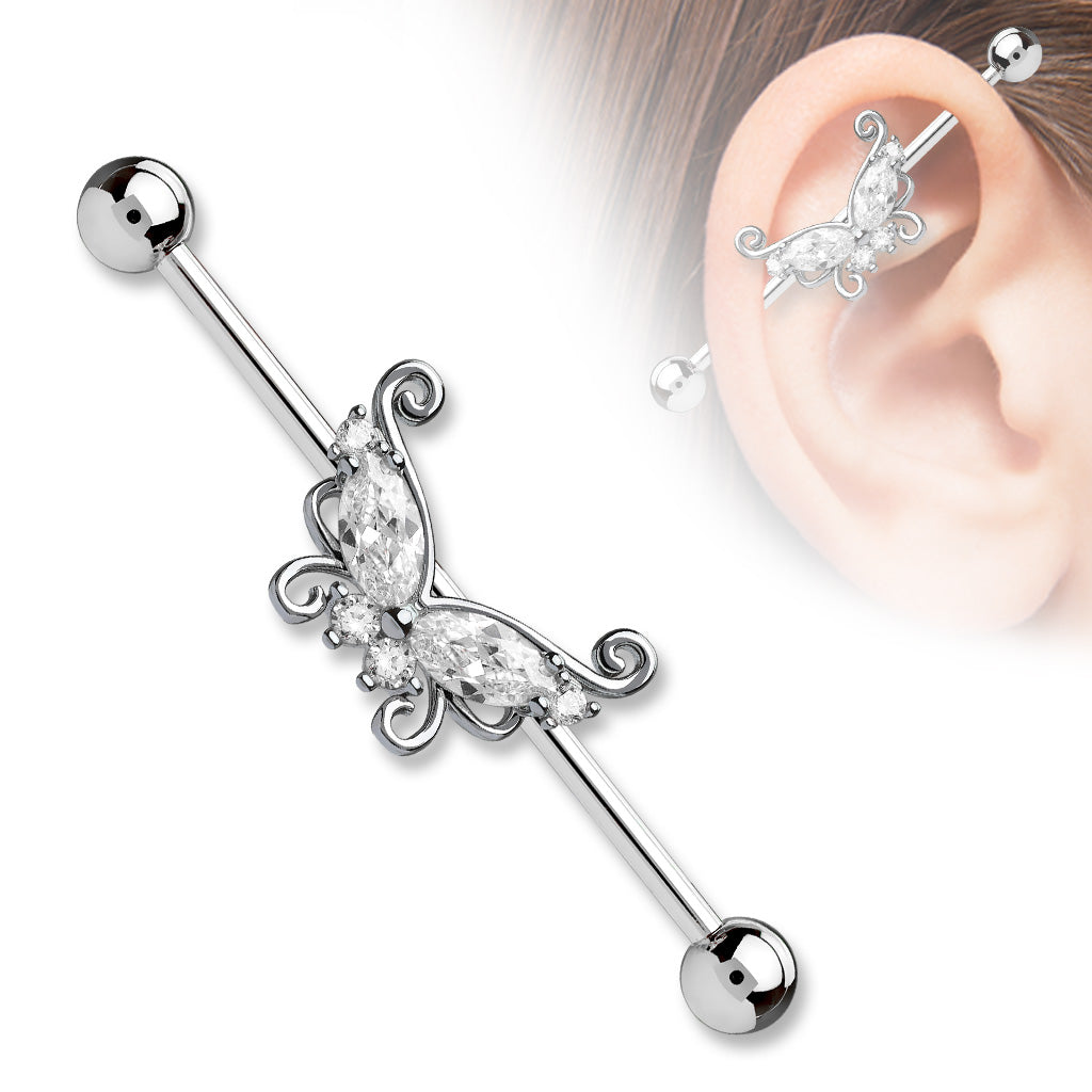 Industrial SCHMETTERLING in silber oder rose gold - Ohrschmuck aus 316L Chirurgenstahl