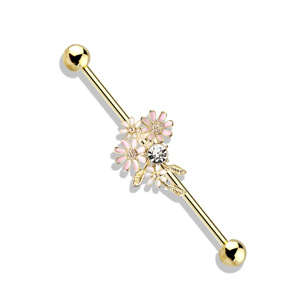 Industrial BLUMENSTRAUß in silber, gold oder rose gold - Ohrschmuck aus 316L Chirurgenstahl