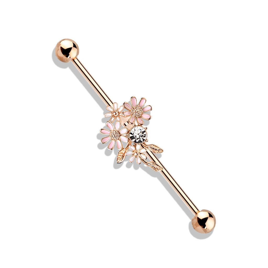 Industrial BLUMENSTRAUß in silber, gold oder rose gold - Ohrschmuck aus 316L Chirurgenstahl