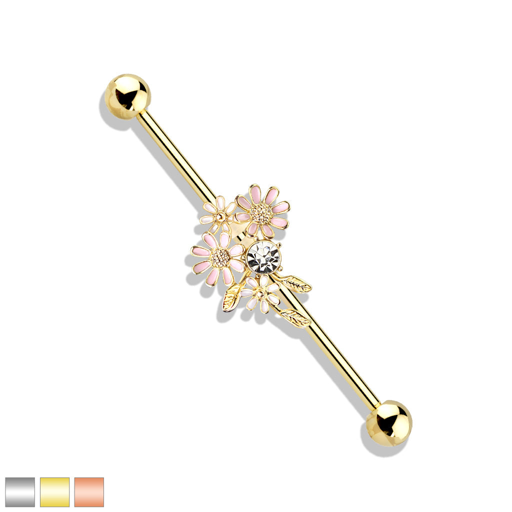 Industrial BLUMENSTRAUß in silber, gold oder rose gold - Ohrschmuck aus 316L Chirurgenstahl