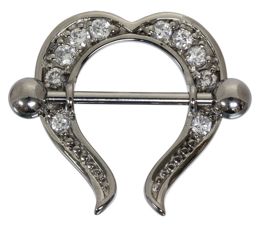 Brustwarzenpiercing FLÜGEL HERZ - 316L Chirurgenstahl - mit Kristallen - Nipple Shield