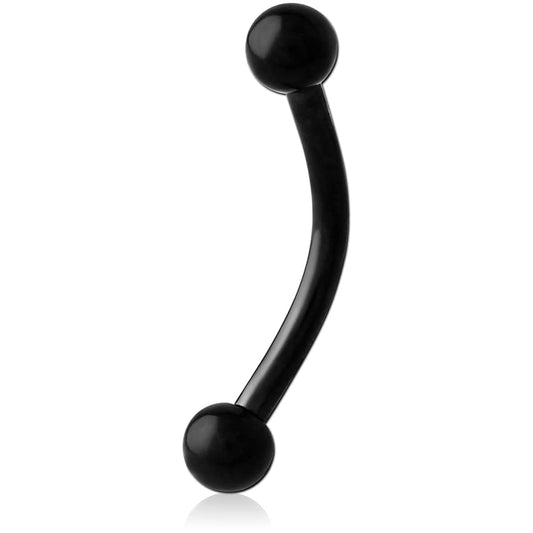 Banane 1,2 mm - 316L Chirurgenstahl in Schwarz mit Kugeln - Curved Barbell