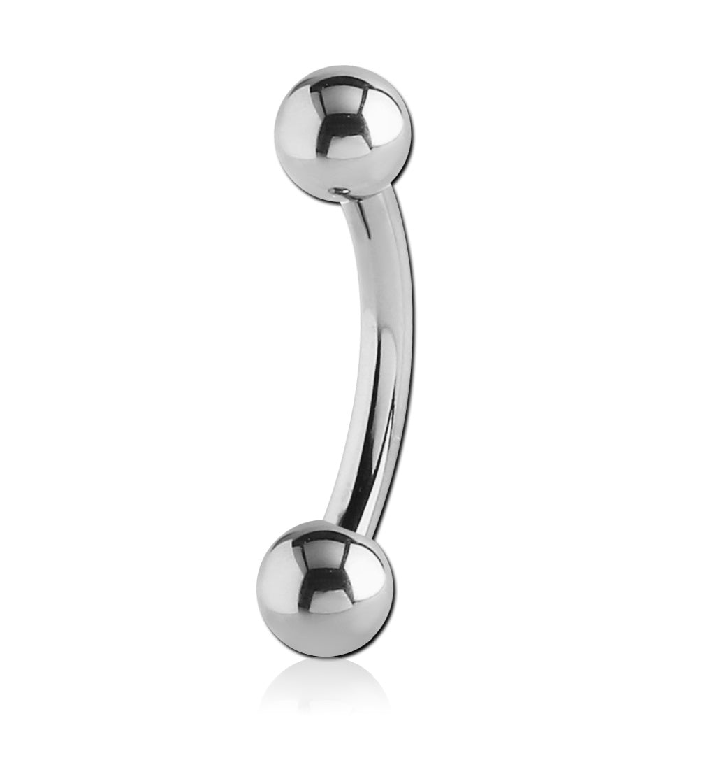 Banane 1,2 mm - G23 Titan in Silber mit Kugeln - Curved Barbell