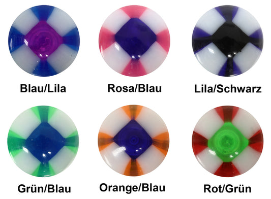 Ersatzkugel - CROSS STRIPE aus Acryl mit 1,6 mm Gewinde - Kugel in verschiedenen Farben