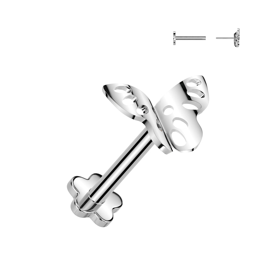 Labret SCHMETTERLING 1,0 mm - ASTM F136 Titan in Gold oder Silber - Piercing