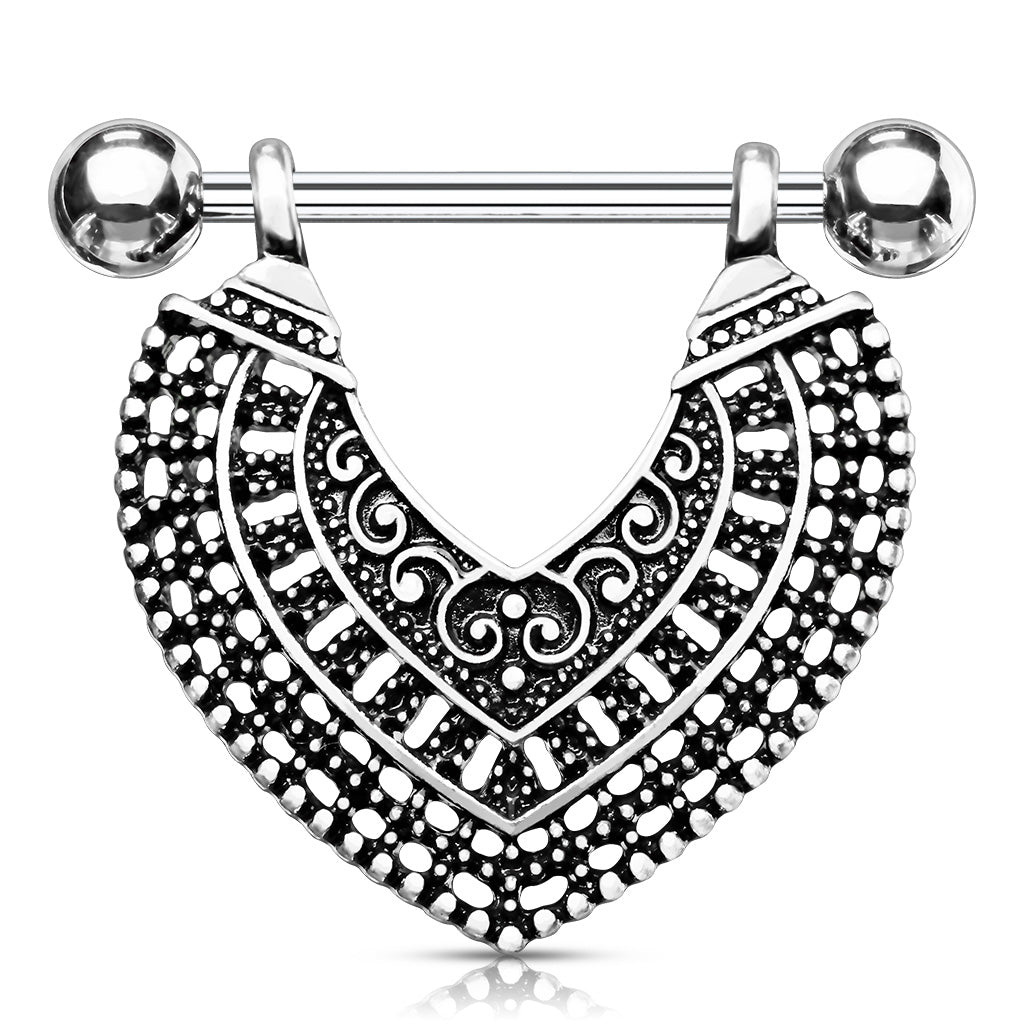 Brustwarzenpiercing VINTAGE HEART - 316L Chirurgenstahl - hochglanzpoliert - Nipple Shield