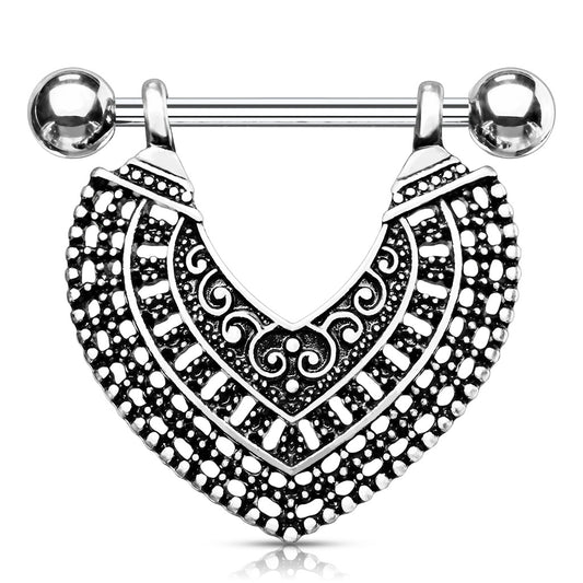 Brustwarzenpiercing VINTAGE HEART - 316L Chirurgenstahl - hochglanzpoliert - Nipple Shield