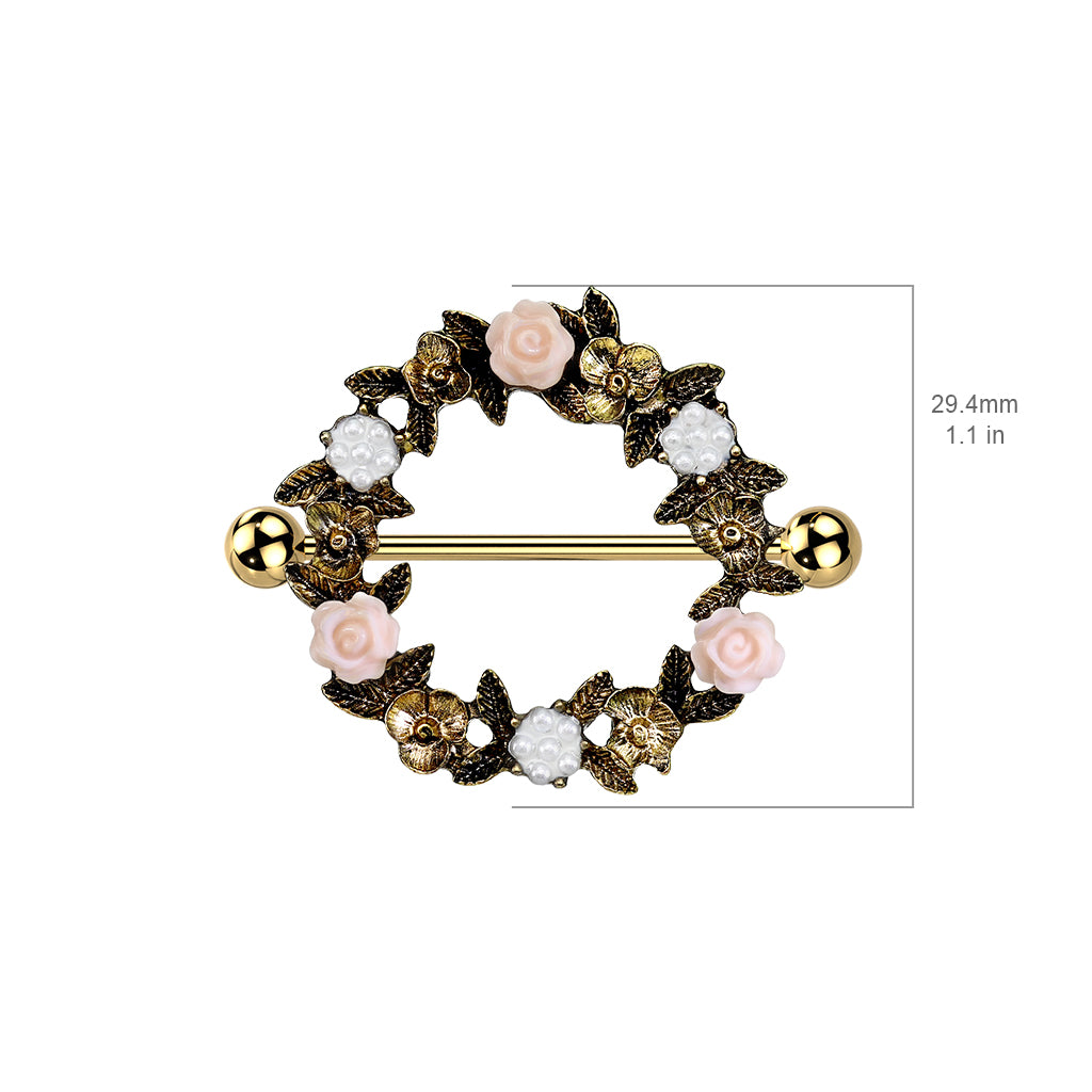 Brustwarzenpiercing BLUMENKRANZ - 316L Chirurgenstahl - Nipple Shield