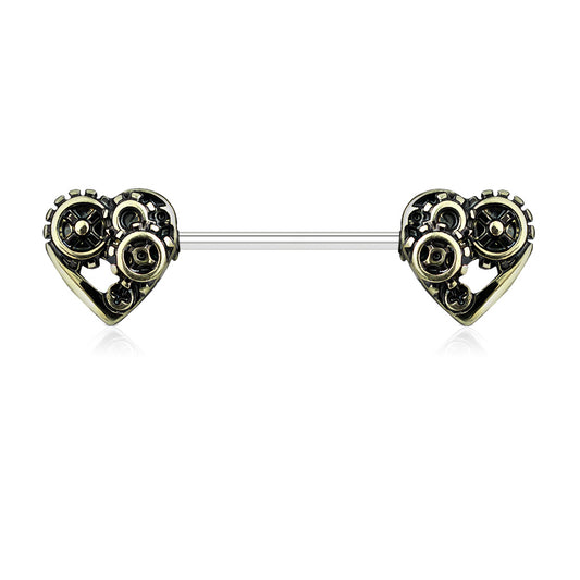 Brustwarzenpiercing STEAMPUNK HEART - 316L Chirurgenstahl - hochglanzpoliert - Nipple Shield