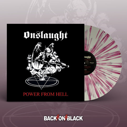 Onslaught - POWER FROM HELL LP - White/Purple Splatter Vinyl - Schallplatte Record