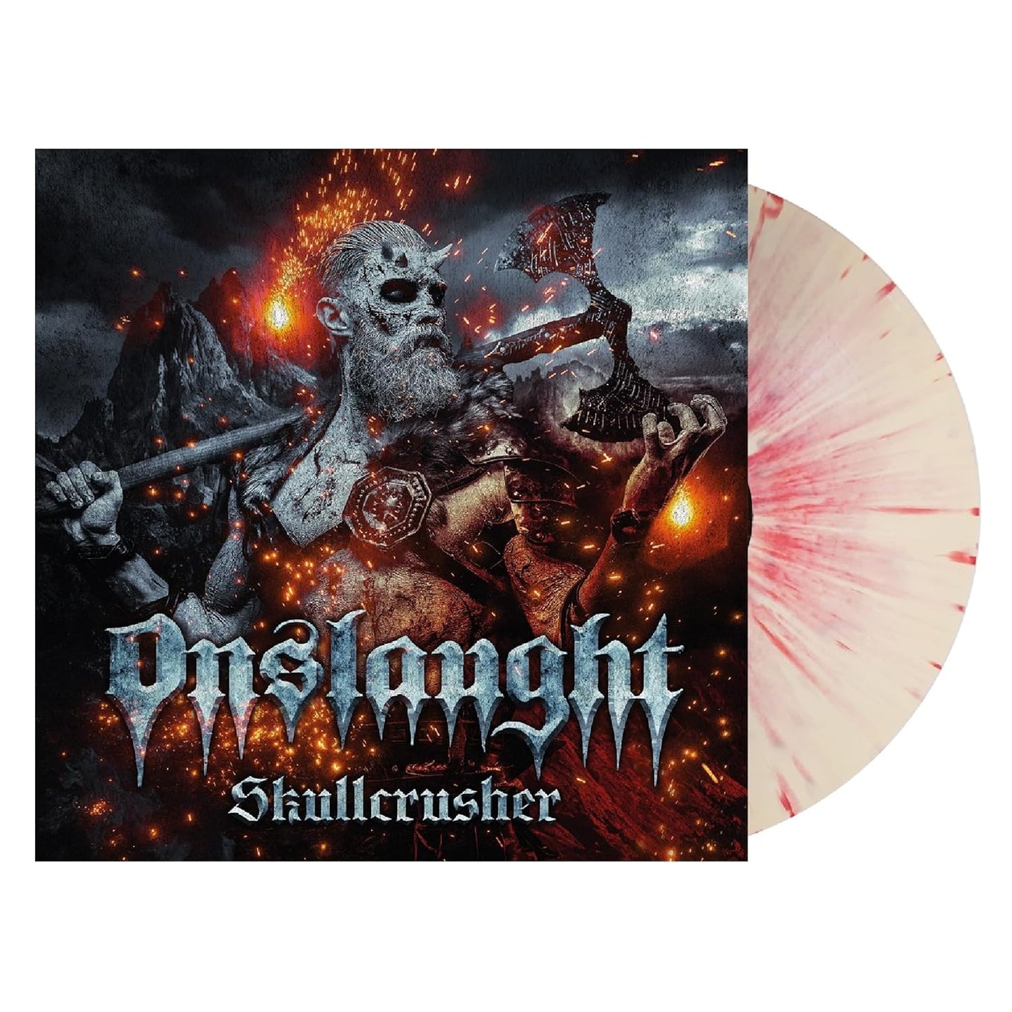 Onslaught - SKULLCRUSHER LP - White/Red Splatter Vinyl - Schallplatte Record