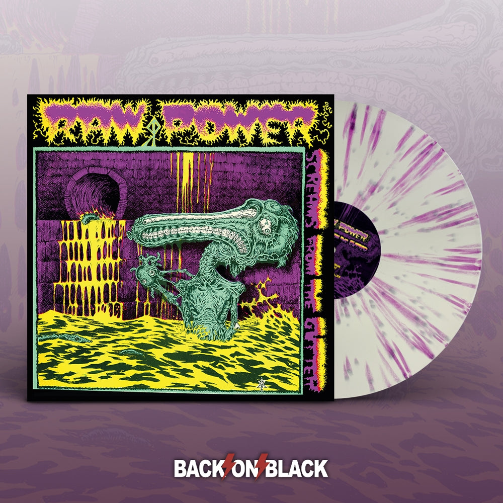 Raw Power - SCREAMS FROM THE GUTTER LP - White/Purple Splatter Vinyl - Schallplatte