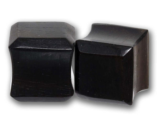 Double Flared Flesh Plug RECTANGLE  6,0 -25 mm - BLACK ARENG WOOD - Ohrschmuck