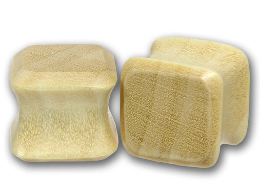Double Flared Flesh Plug RECTANGLE  6,0 -25 mm - BLONDE CROCADILE WOOD - Ohrschmuck