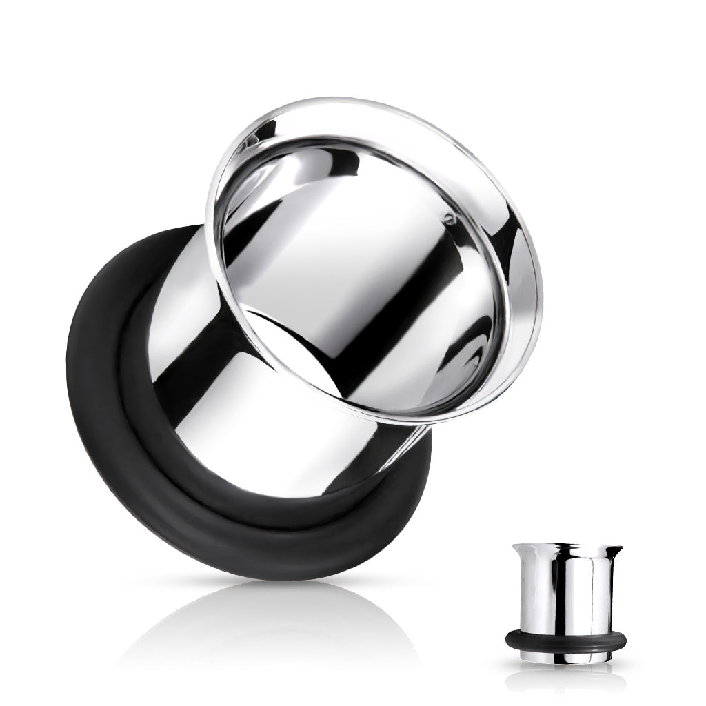 Single Flared Flesh Tunnel SILVER 2,0 - 25,0 mm - 316L Chirurgenstahl - Ohrschmuck