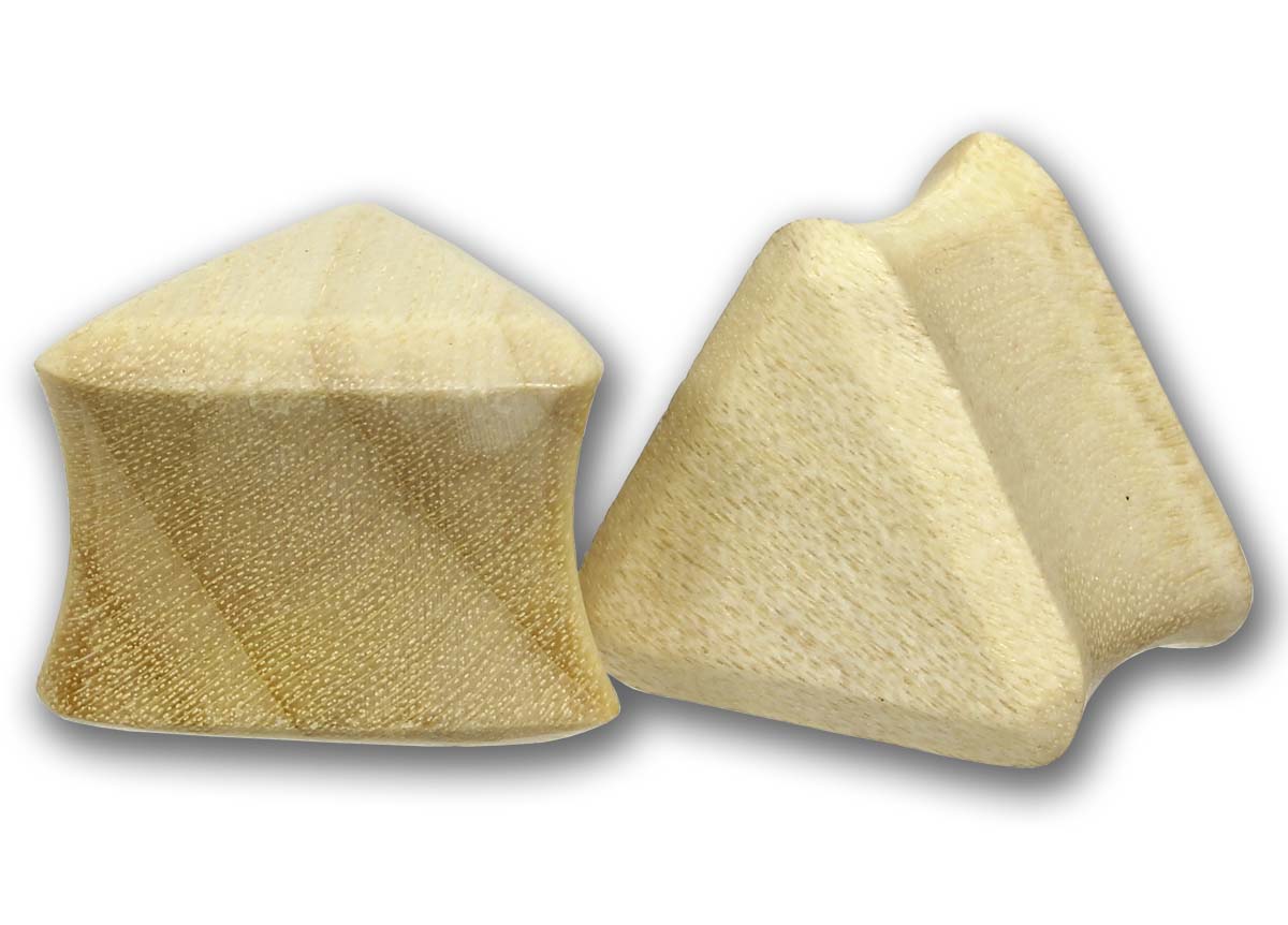 Double Flared Flesh Plug TRIANGLE  6,0 -25 mm - BLONDE CROCADILE WOOD - Ohrschmuck