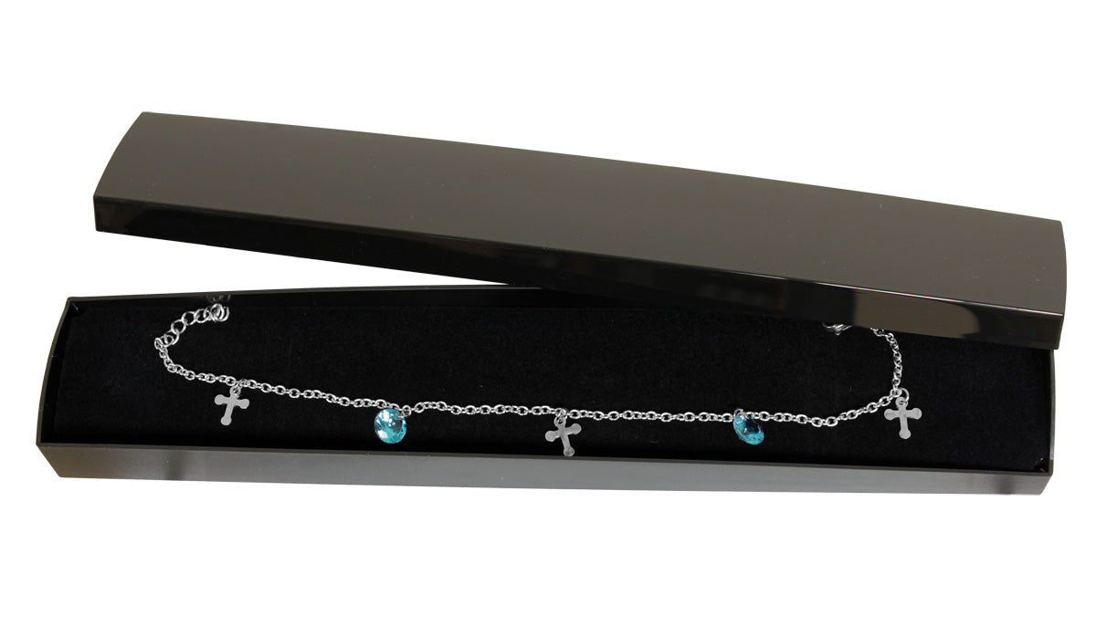 Armband / Fußkettchen - 316L Chirurgenstahl mit Kristallen in Blau - mit Schmuckkästchen