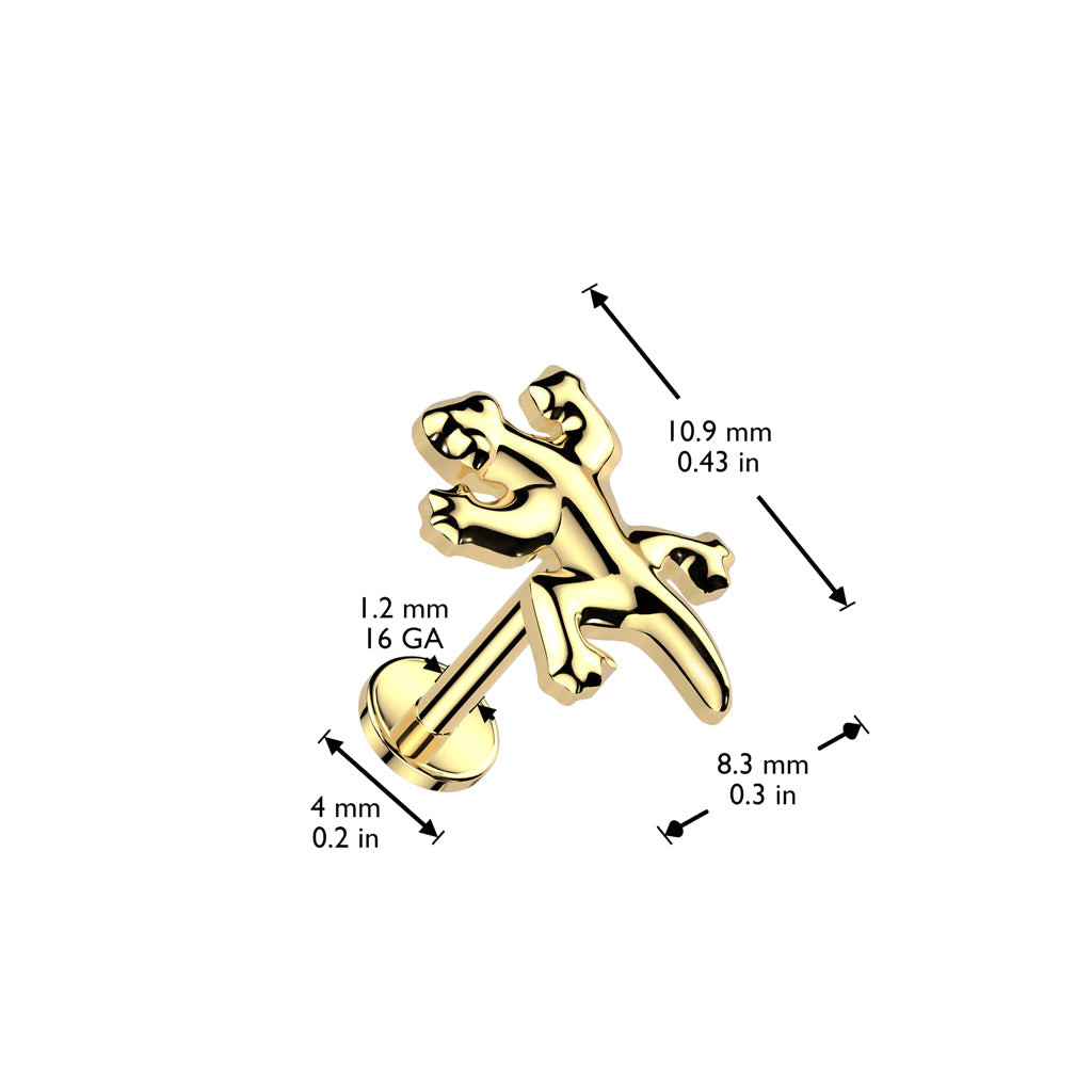 Labret GECKO 1,2 mm - ASTM F136 Titan in Gold oder Silber - Piercing