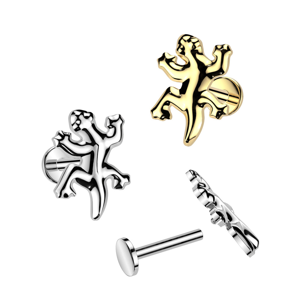 Labret GECKO 1,2 mm - ASTM F136 Titan in Gold oder Silber - Piercing