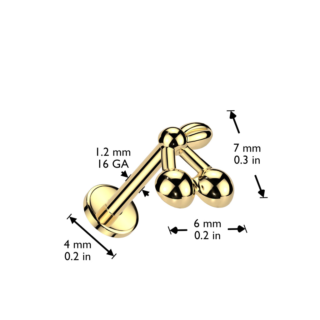 Labret CHERRY 1,2 mm - ASTM F136 Titan in Gold oder Silber - Piercing
