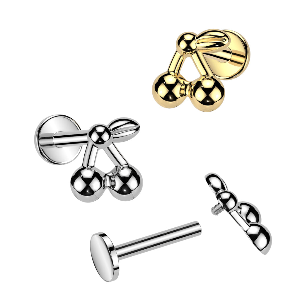 Labret CHERRY 1,2 mm - ASTM F136 Titan in Gold oder Silber - Piercing