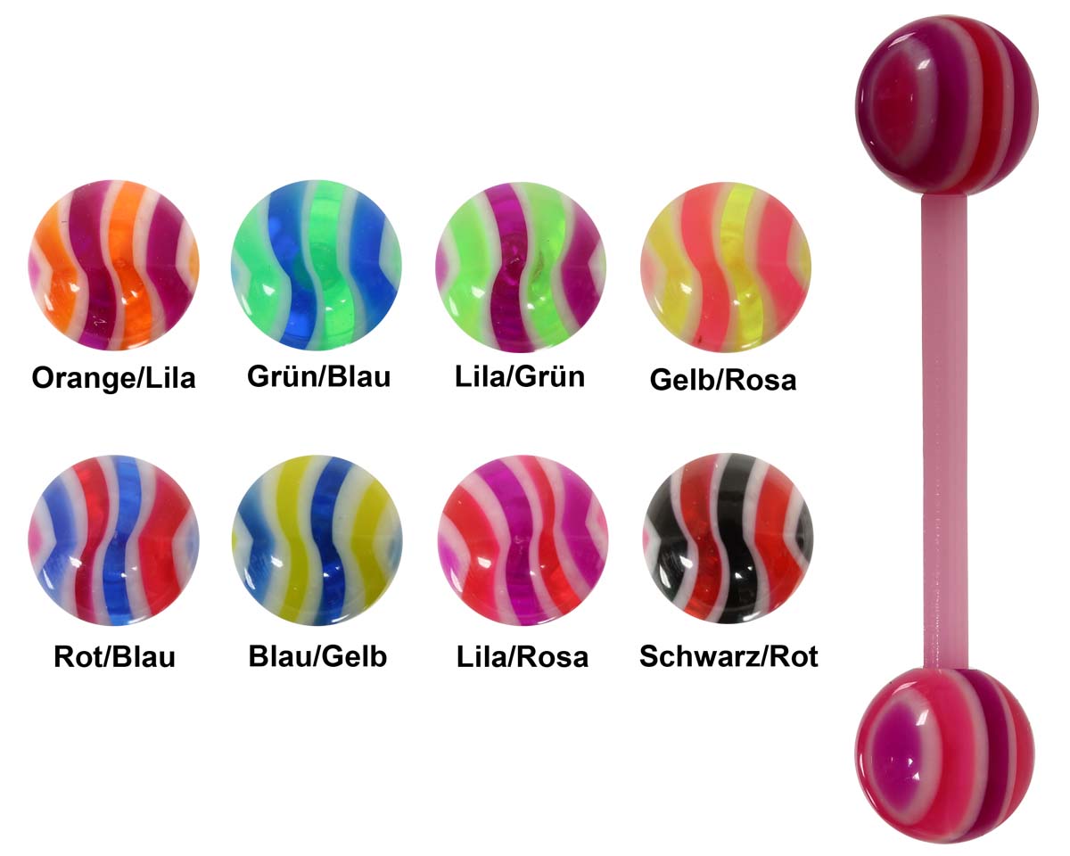 Zungenpiercing WAVE aus flexiblem Acryl in verschiedenen Farben